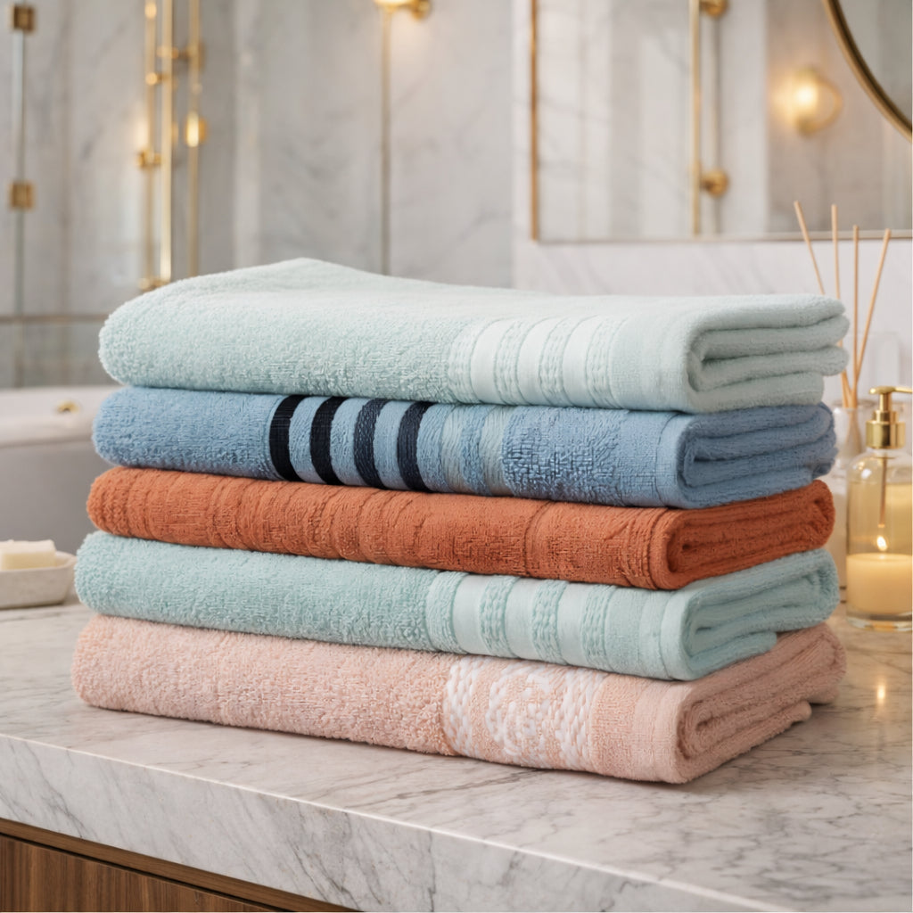 Kit 04 Toalhas De Banho Algodão Conjunto Luxo De Linha Luxo Alta Qualidade Super Macias Casa Laura Enxovais Lisa Listras