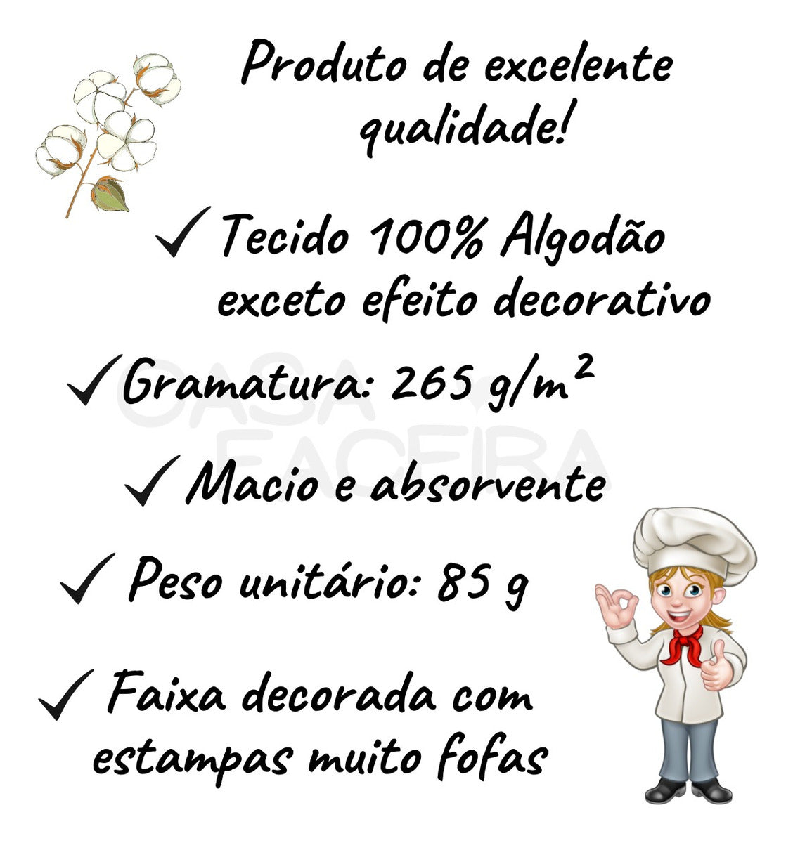 Kit 6 Pano Prato Copa Cozinha Toalha Felpa Branco Jacquard Cor Sortido