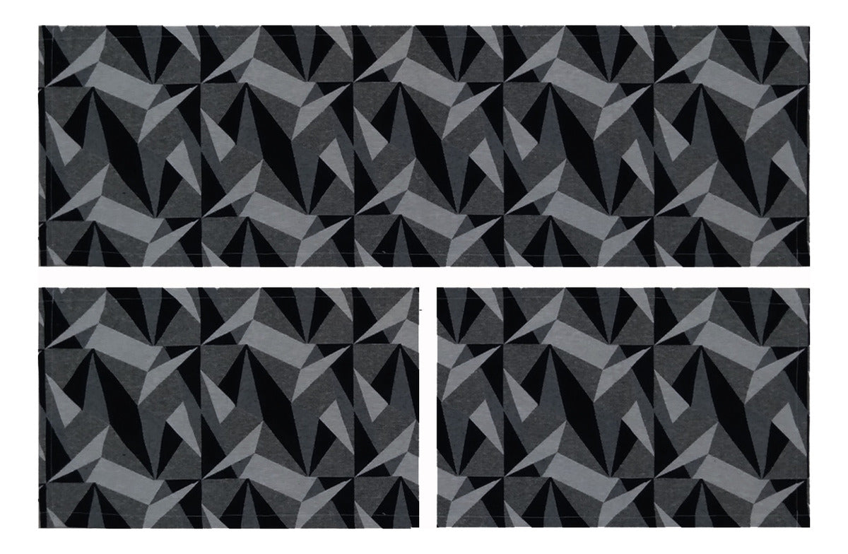 Jogo Tapetes Cozinha Antiderrapante Geométrico Sato Bicchiere Preto