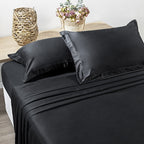 Jogo De Lençol King Size 4 Peças 400 Fios 100% Algodão Unik Cor Preto Desenho Do Tecido Liso