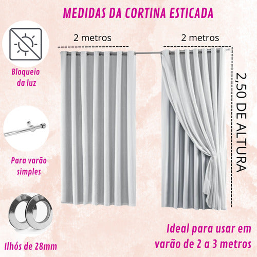 Cortina Gaze De Linho Com Forro Blackout 4m X 2,50 Casa