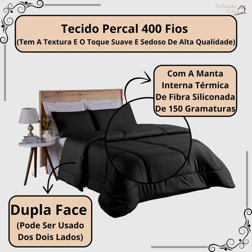 Edredom Queen Percal 400 Fios Grosso Super Casal Hotel Size