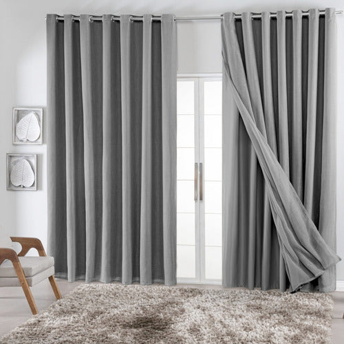 Cortina Gaze De Linho Com Forro Blackout 4m X 2,50 Casa