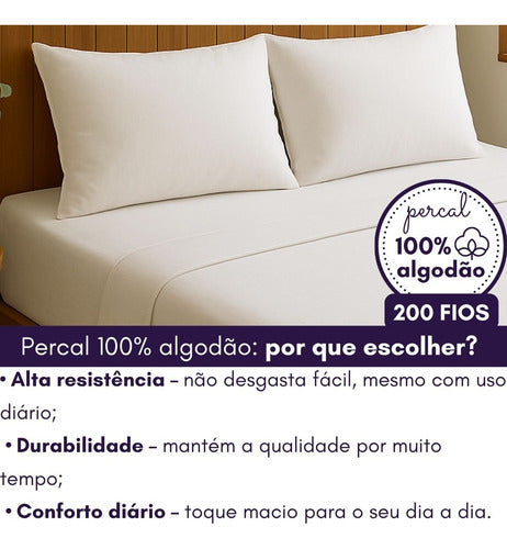 Jogo De Cama Casal Algodão Percal 200 Fios Confortavel Macio
