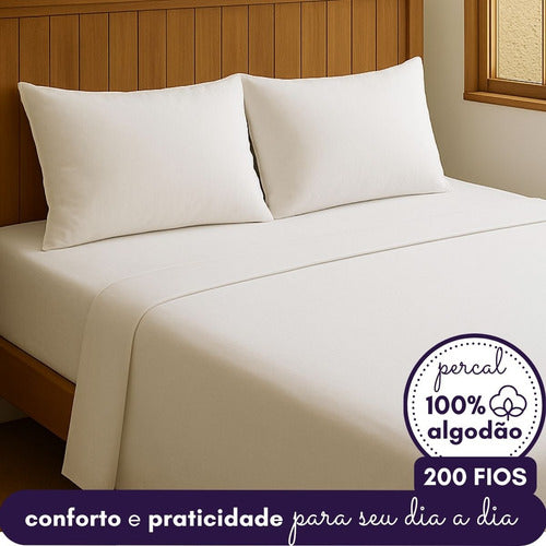 Jogo De Cama Casal Algodão Percal 200 Fios Confortavel Macio
